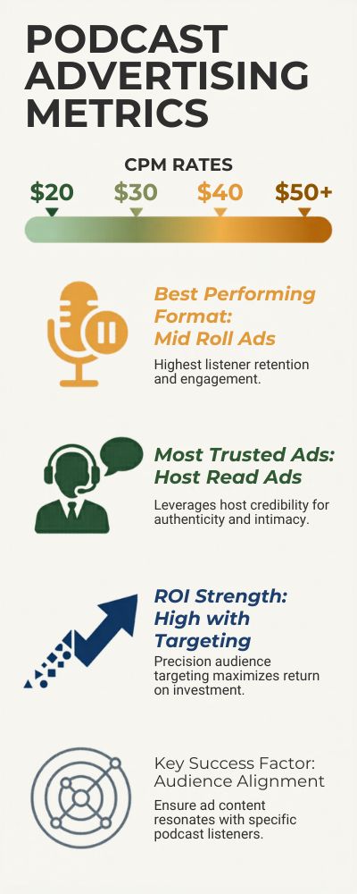 Crisp Typography Podcast Metrics Infographic