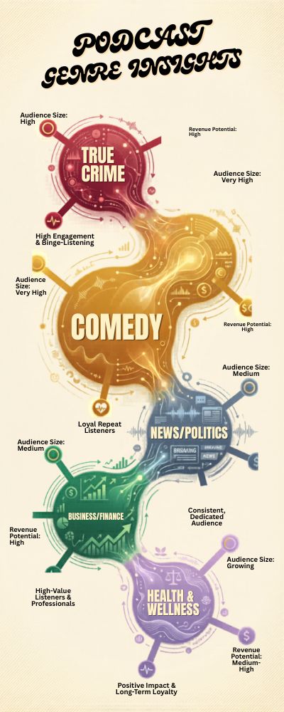 Dynamic Podcast Genre Ecosystem Infographic