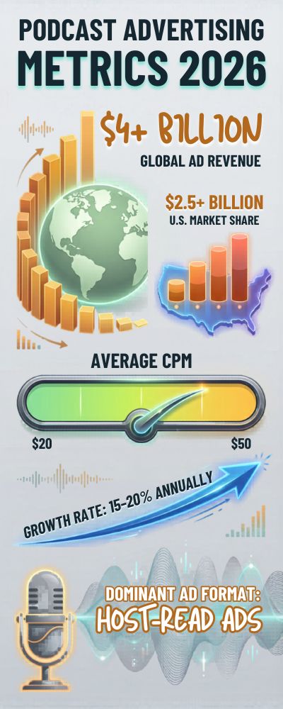Podcast Advertising Metrics Infographic 2026