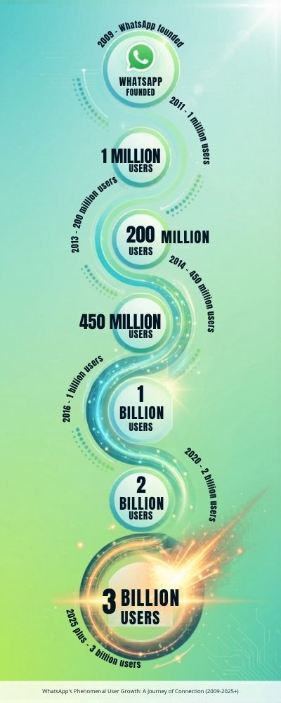 WhatsApp User Growth Milestones - Logo Nodes