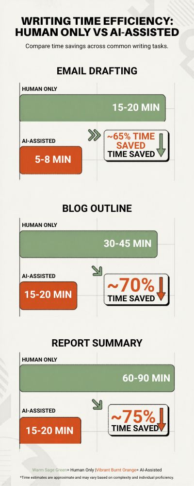 Writing Time Efficiency Comparison Infographic